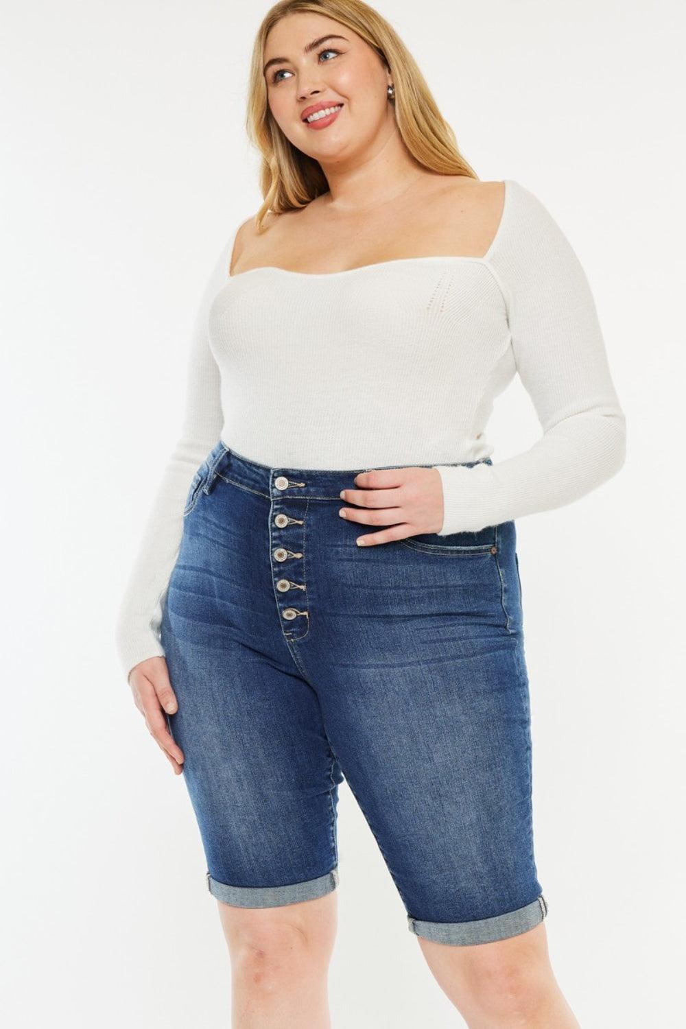 Kancan Full Size Cat's Whiskers Button Fly Denim Shorts Carauana Store