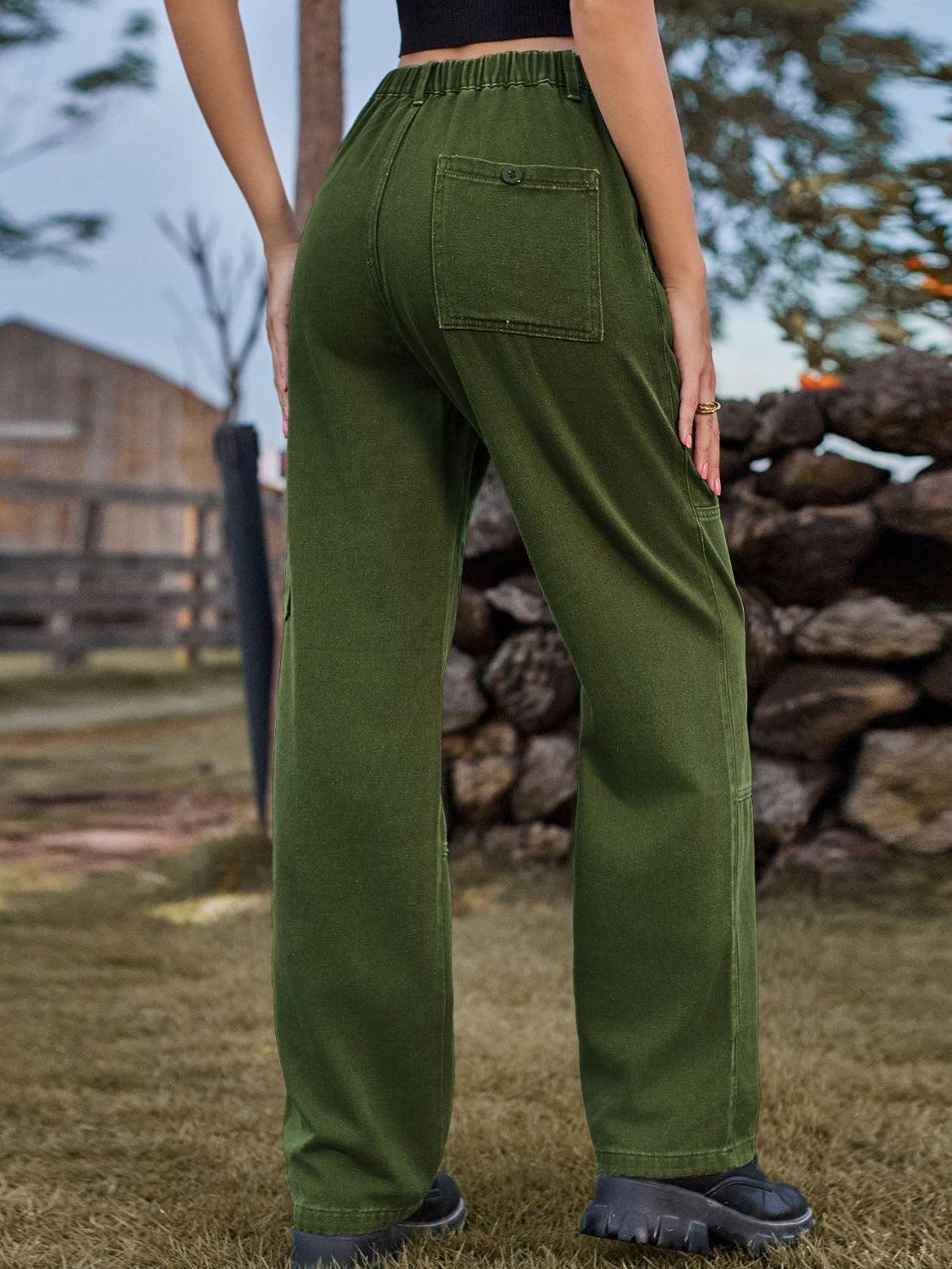 High Waist Cargo Straight Jeans Carauana Store