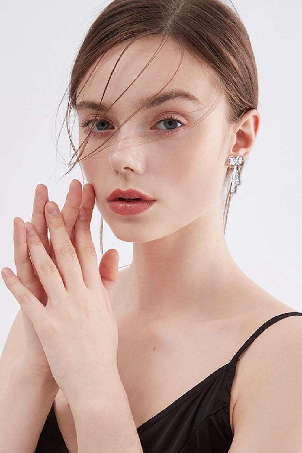 1.12 Carat Moissanite 925 Sterling Silver Bow Earrings Carauana Store