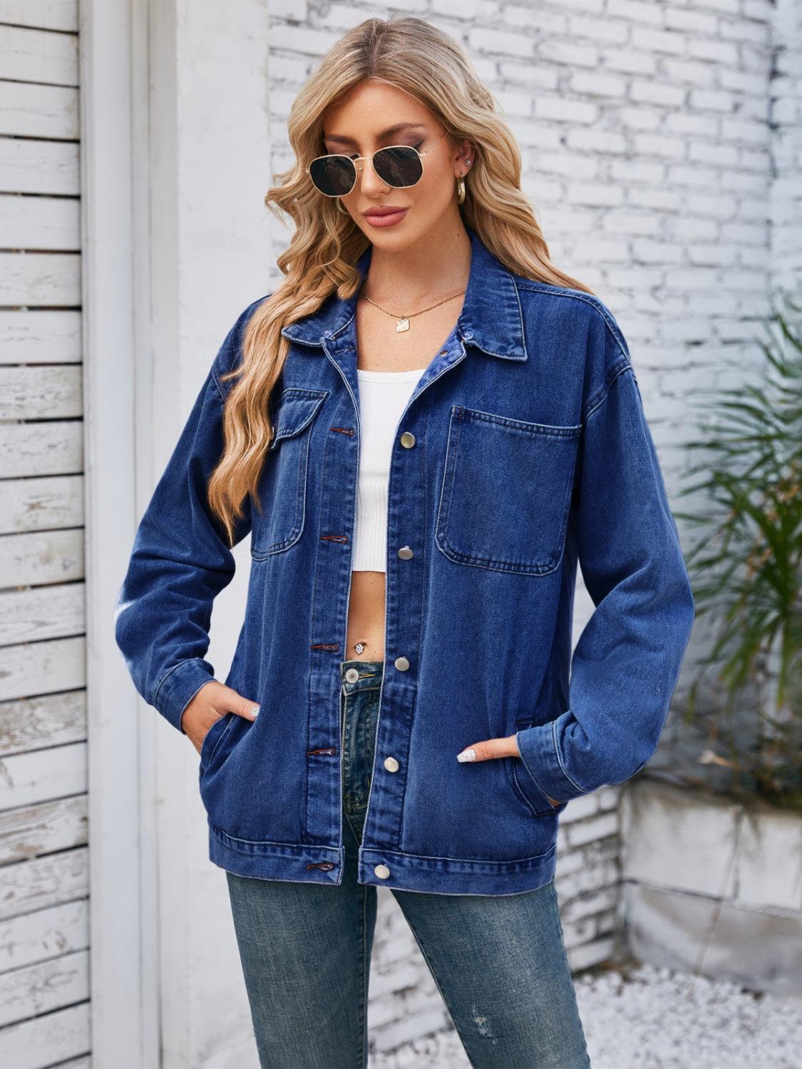 Pocketd Button Up Detachable Hooded Denim Jacket Carauana Store