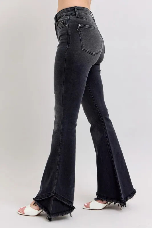 Judy Blue Full Size High Waist Flare W/ Mock Fray Tulip Hem Plus Size Carauana Store