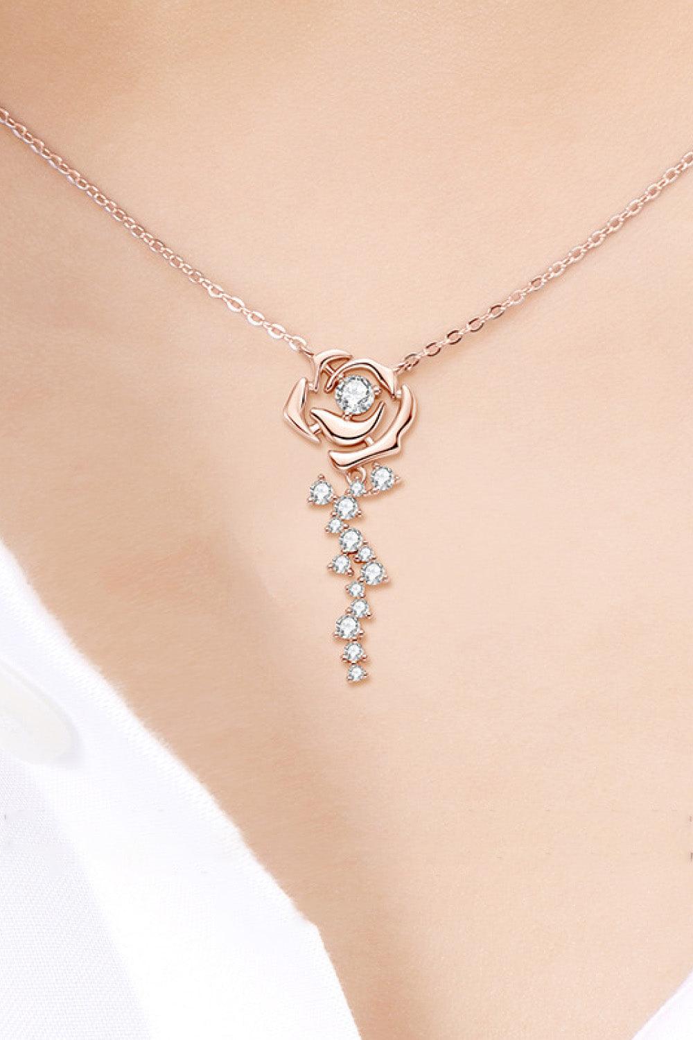 925 Sterling Silver 18K Rose Gold-Plated Pendant Necklace Carauana Store