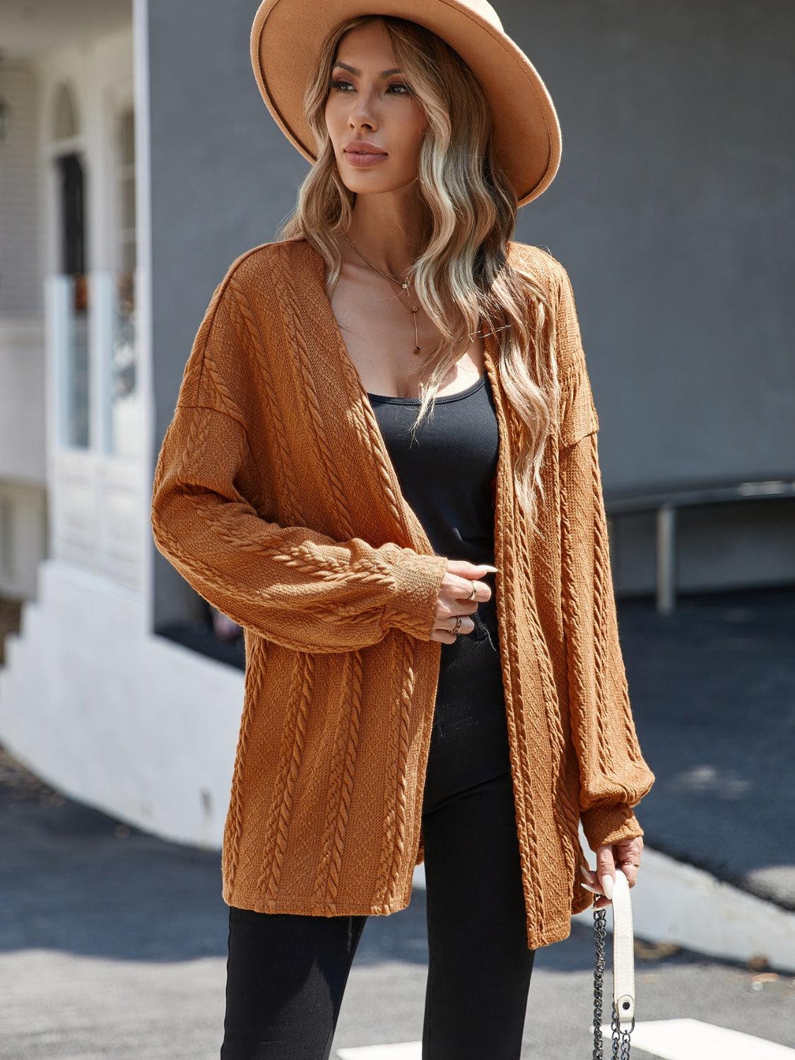 Open Front Long Sleeve Cardigan Carauana Store