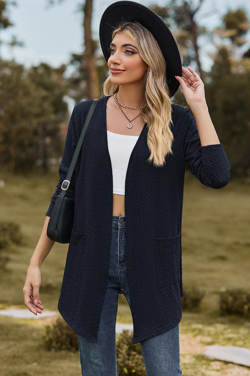 Open Front Long Sleeve Cardigan Carauana Store