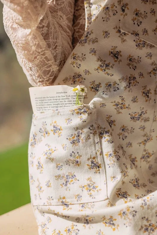 Annie Wear Stretch Ditsy Print Denim Overall Mini Dress Carauana Store