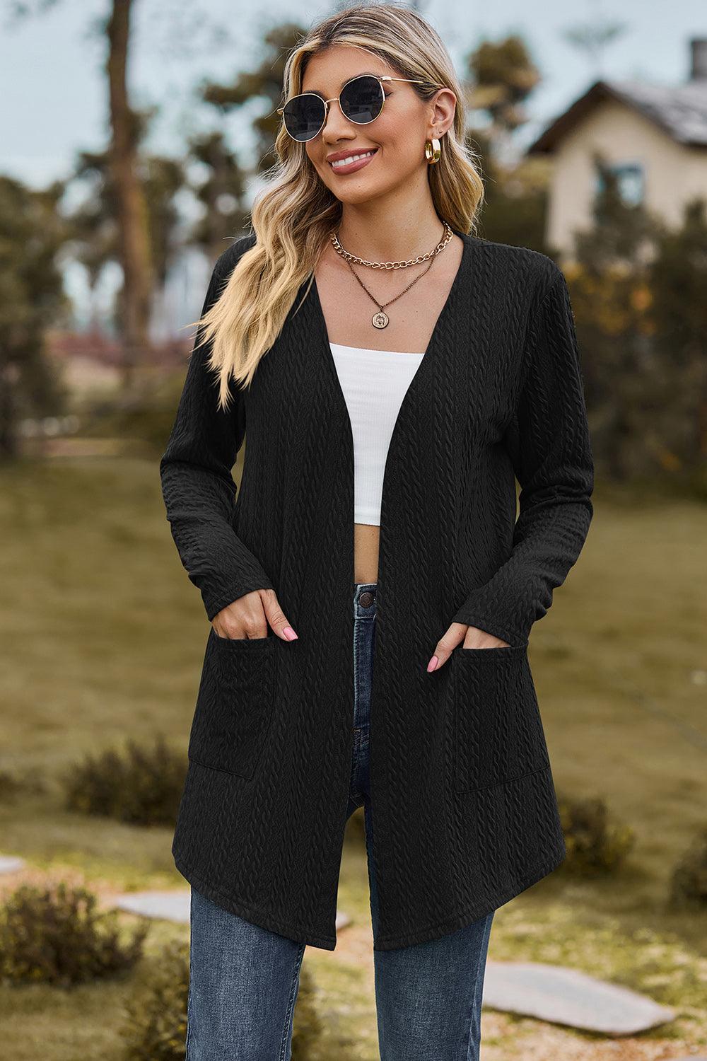 Open Front Long Sleeve Cardigan Carauana Store