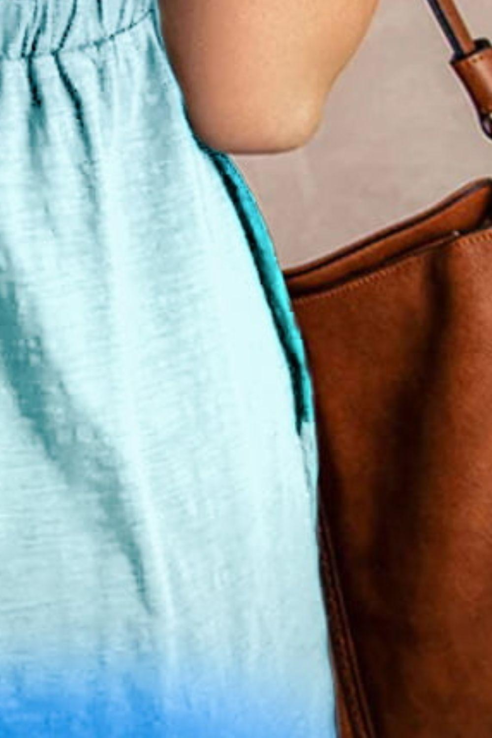 Double Take Scoop Neck Buttoned Sleeveless Magic Dress with Pockets Carauana Store