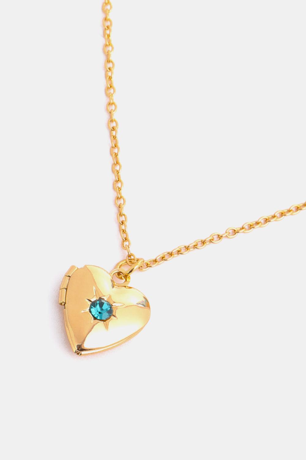 Zircon Heart Shape 14K Gold-Plated Pendant Necklace Carauana Store