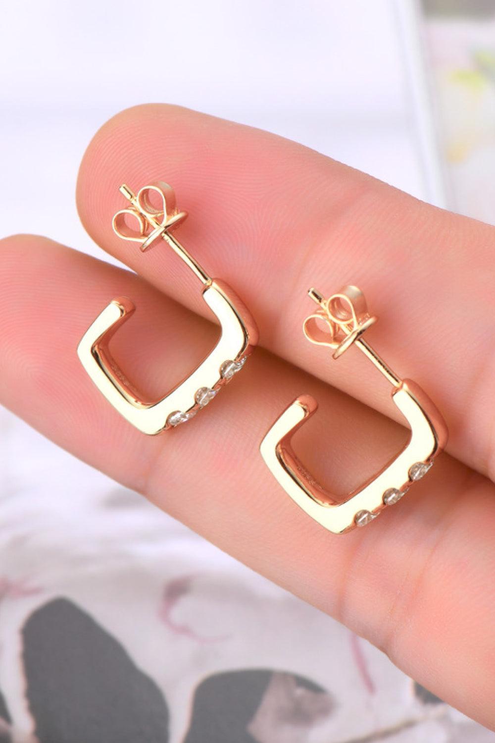 Moissanite 925 Sterling Silver Geometrical Huggie Earrings Carauana Store