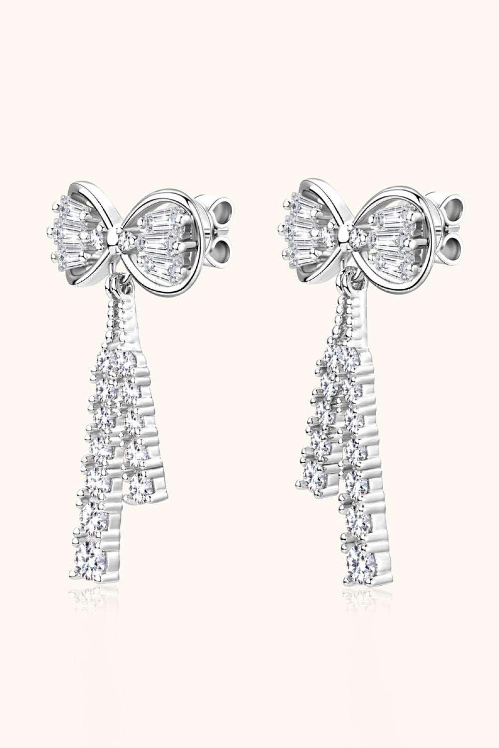 1.12 Carat Moissanite 925 Sterling Silver Bow Earrings Carauana Store