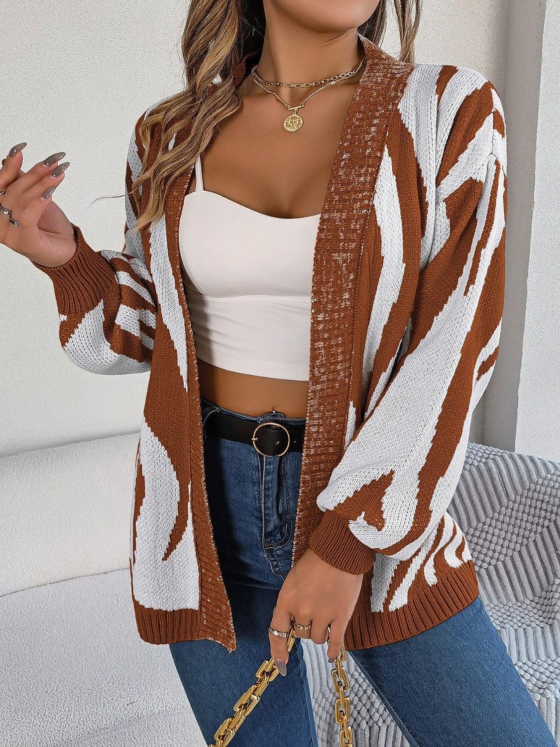 Open Front Animal Print Cardigan Carauana Store