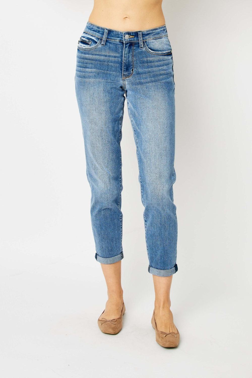 Judy Blue Full Size Cuffed Hem Slim Jeans Carauana Store