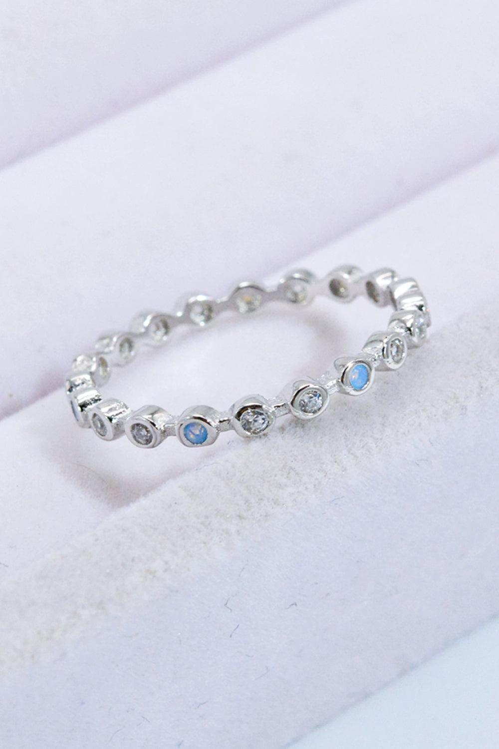 925 Sterling Silver Zircon and Natural Moonstone Ring Carauana Store