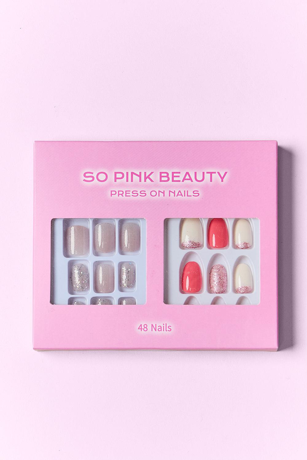 SO PINK BEAUTY Press On Nails 2 Packs Carauana Store