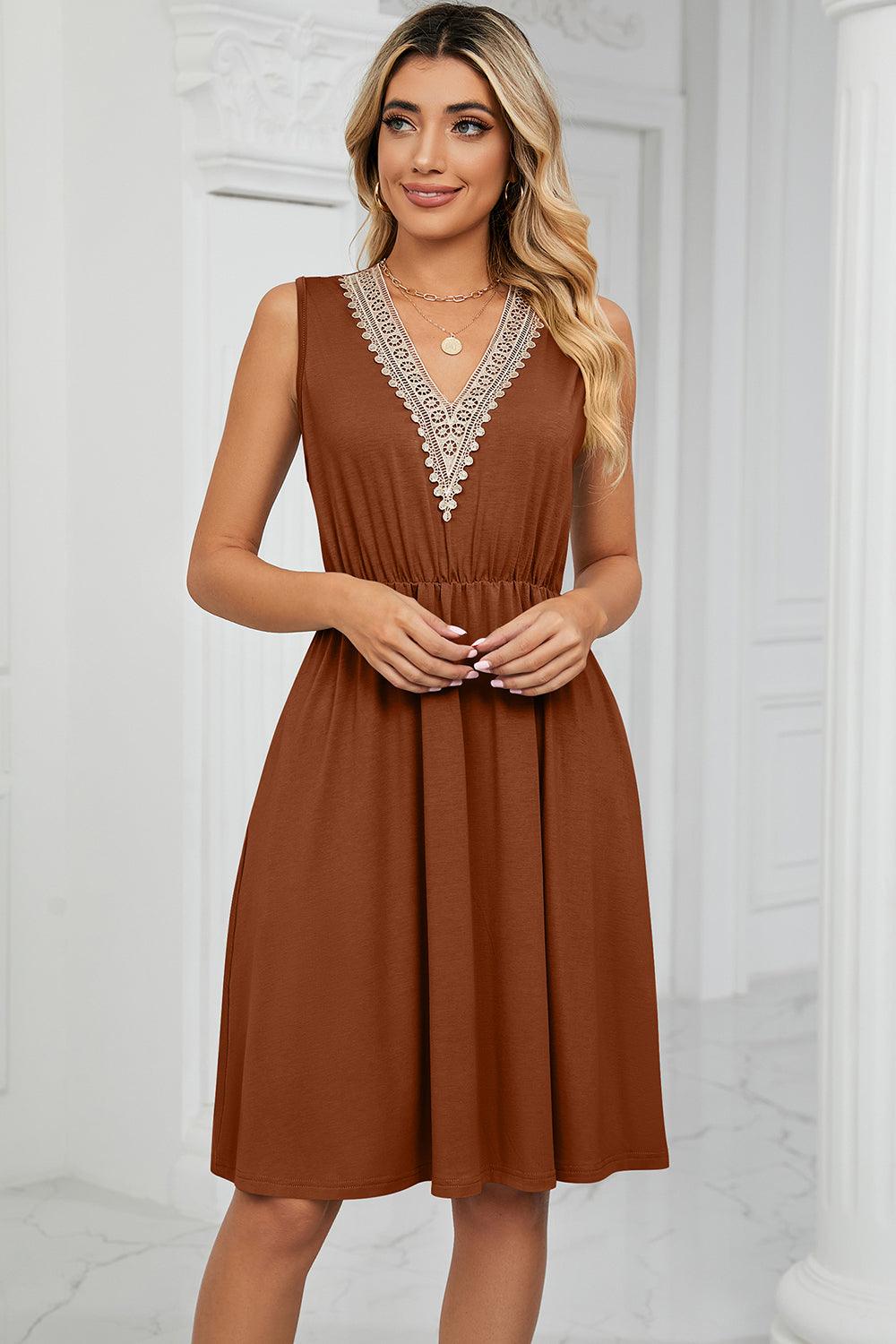 Pocketed V-Neck Wide Strap Dress Carauana Store