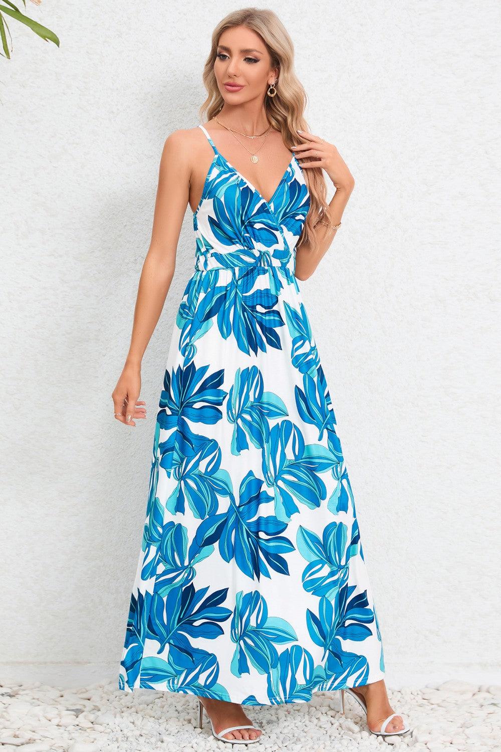 Printed Surplice Maxi Cami Dress Carauana Store