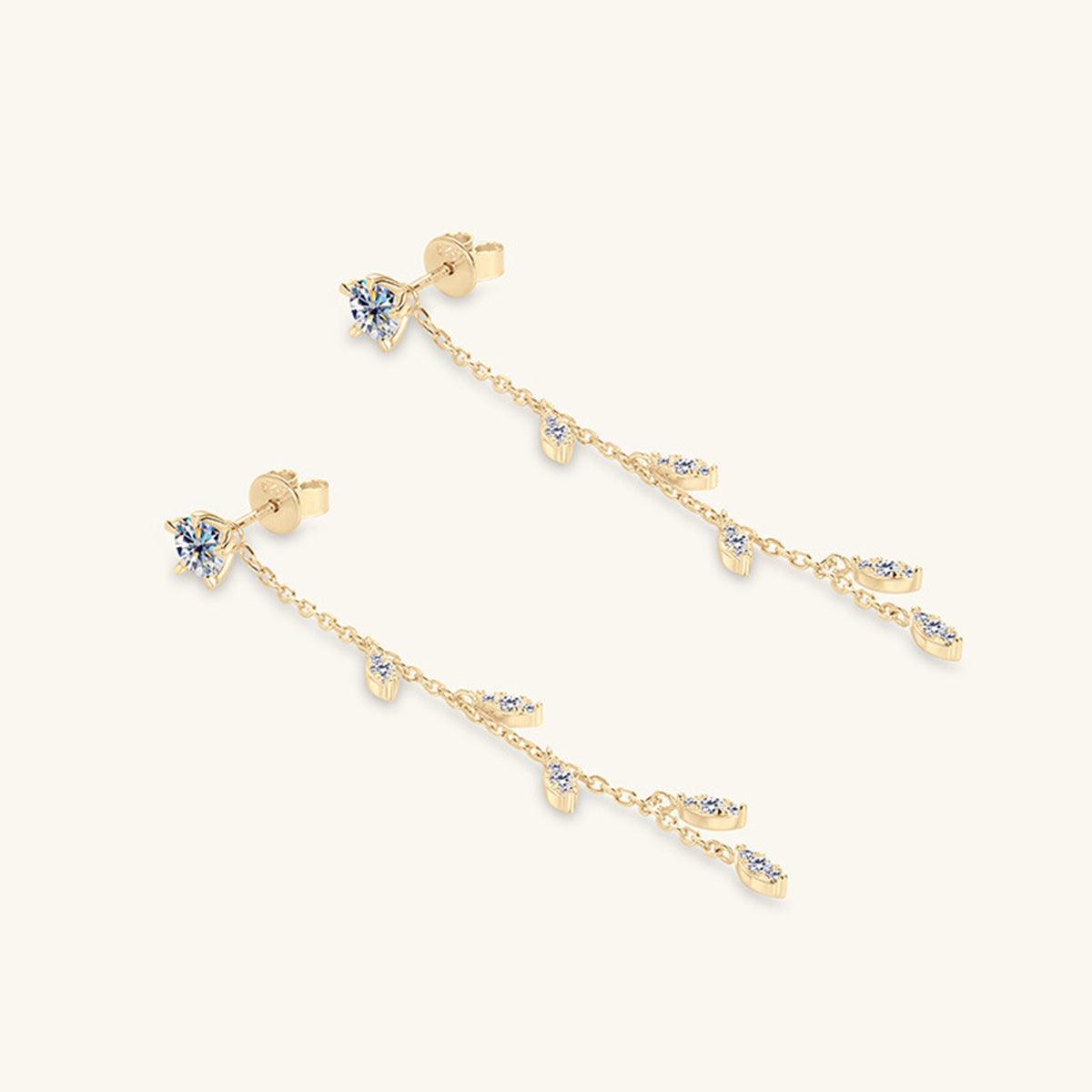 1.38 Carat Moissanite 925 Sterling Silver Leaf Earrings Carauana Store