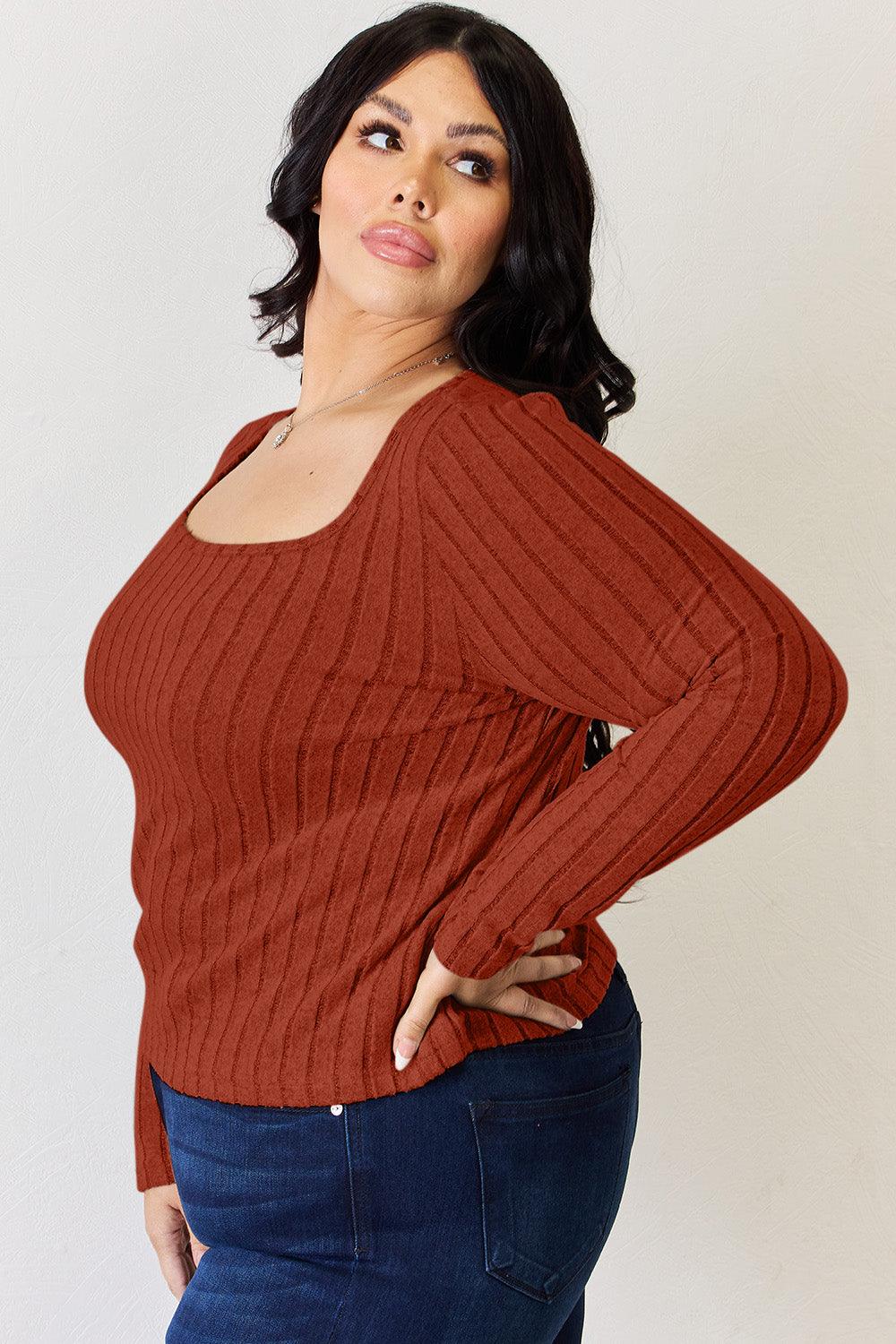 Basic Bae Full Size Ribbed Long Sleeve T-Shirt Carauana Store