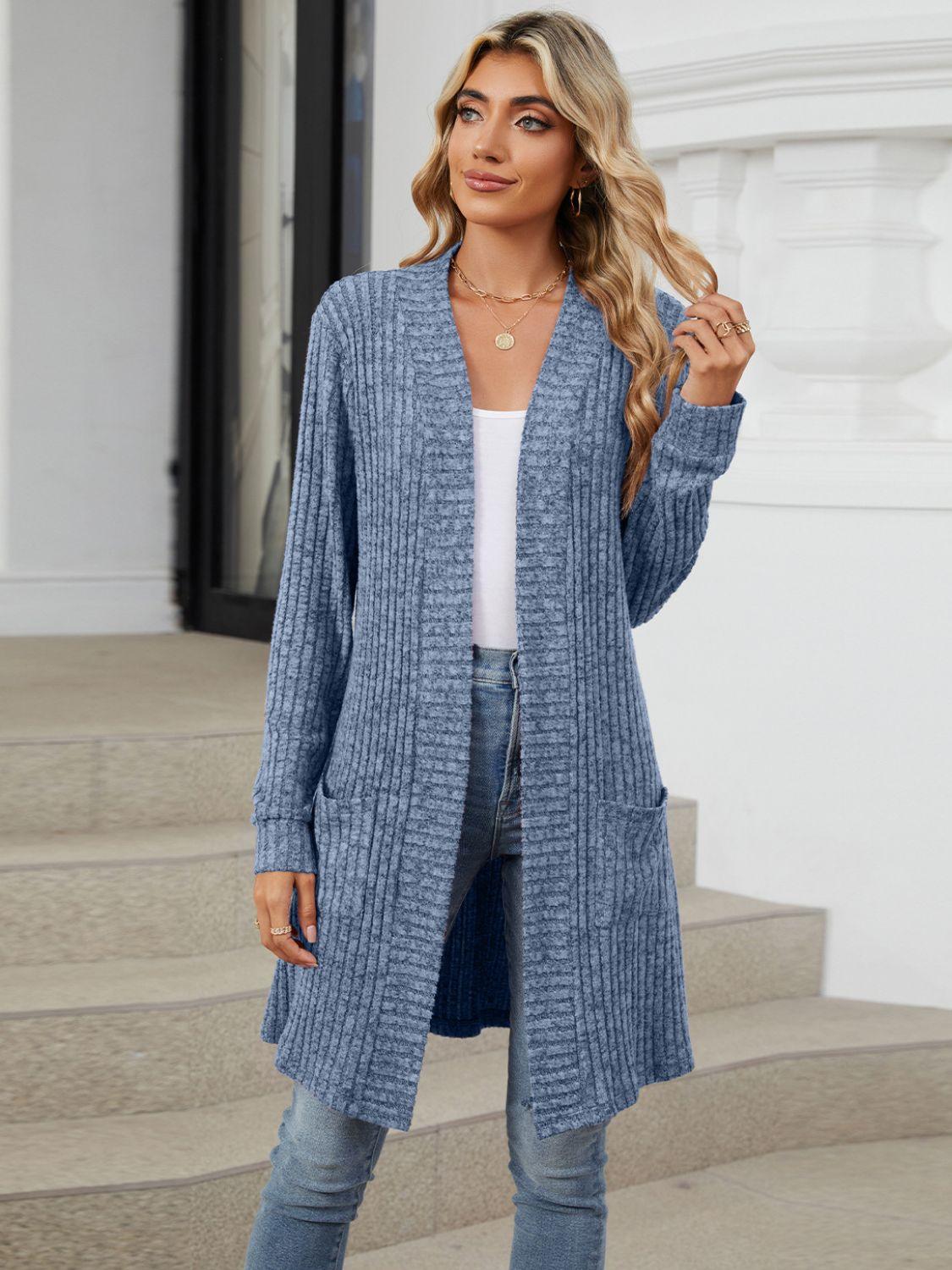 Open Front Long Sleeve Cardigan Carauana Store