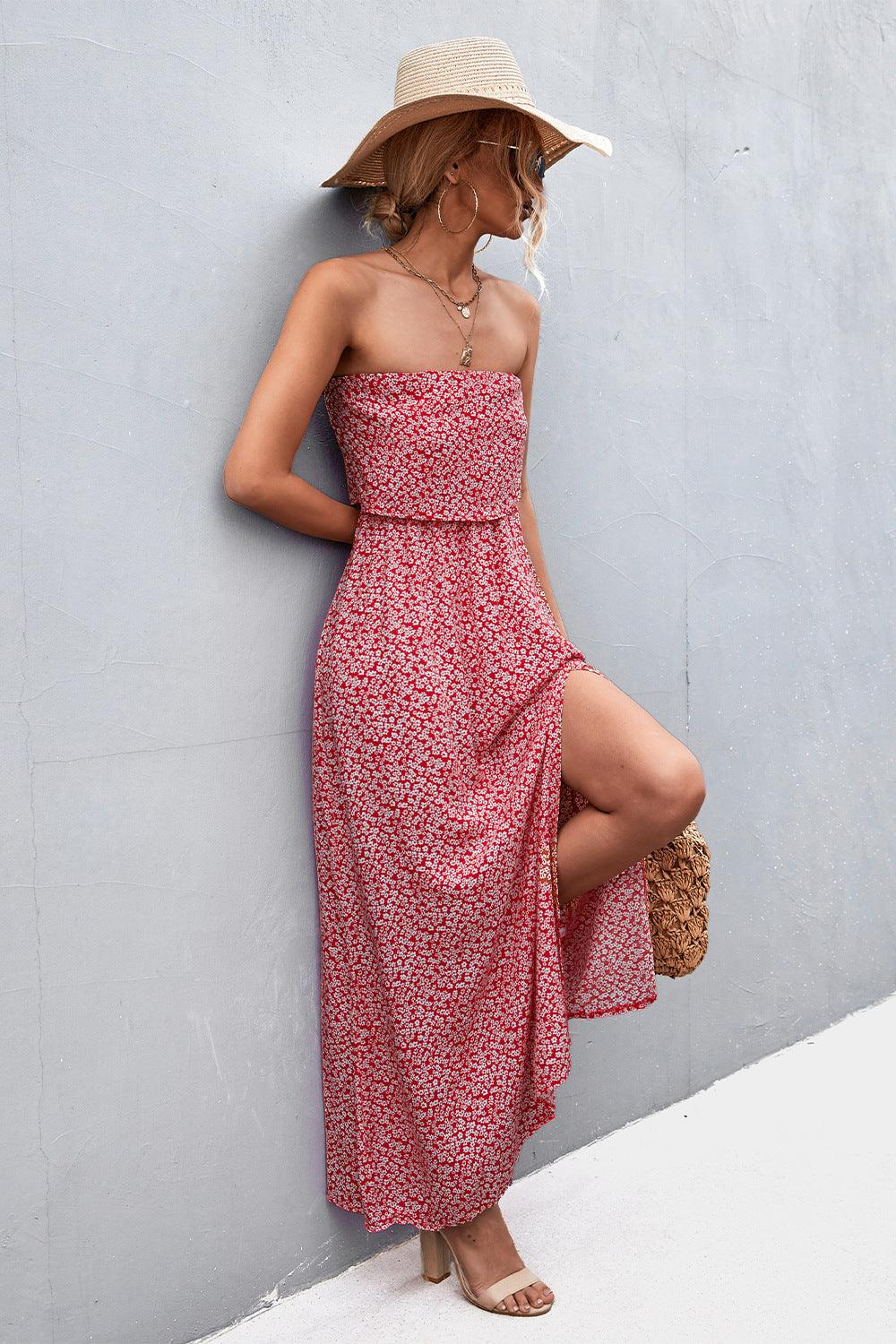 Strapless Split Maxi Dress Carauana Store