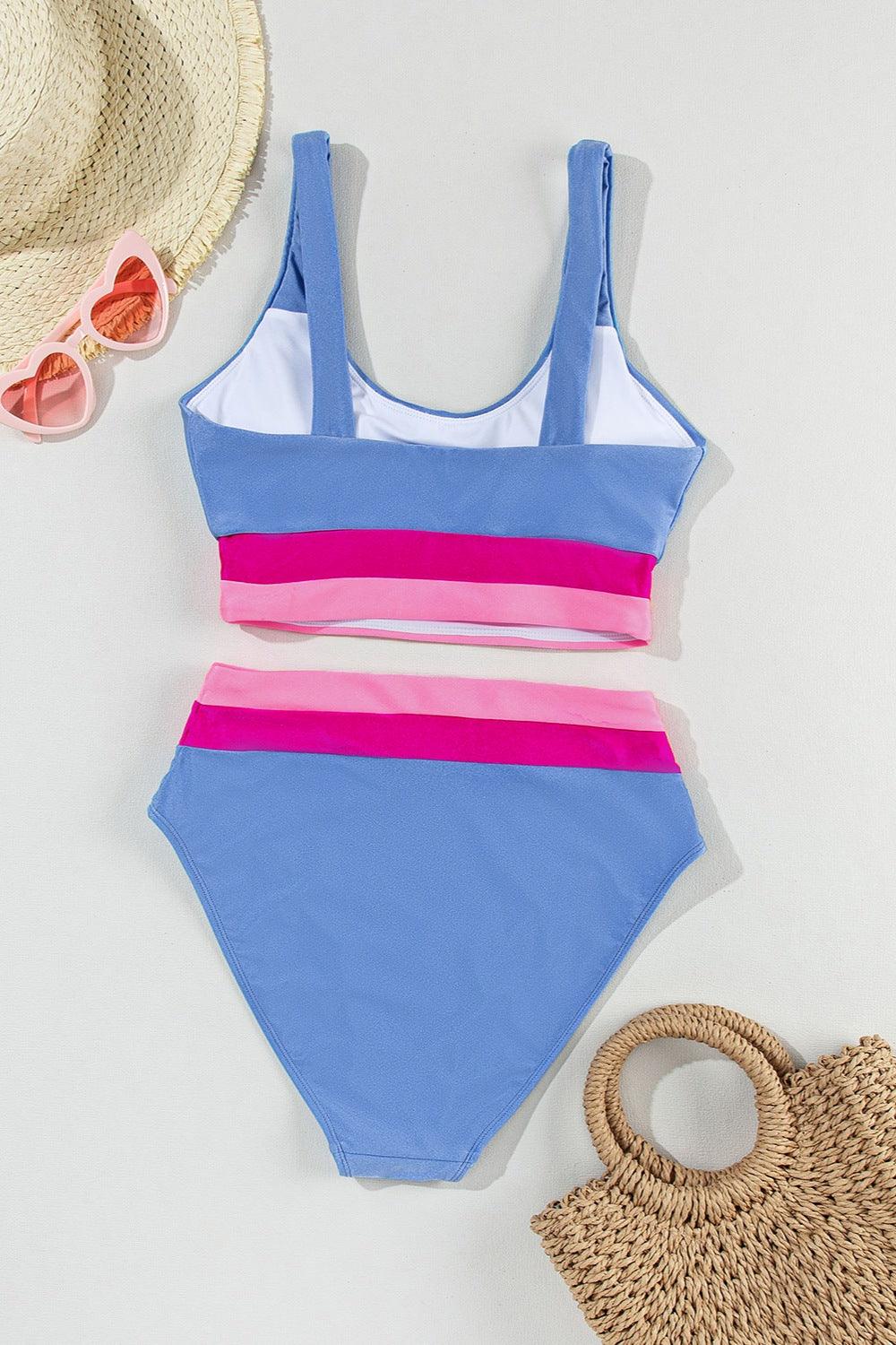Contrast Scoop Neck Two-Piece Swim Set Carauana Store