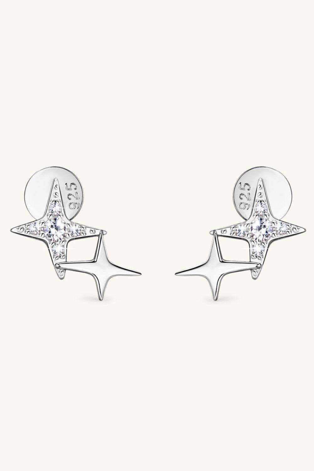 Moissanite 925 Sterling Silver Star Shape Earrings Carauana Store