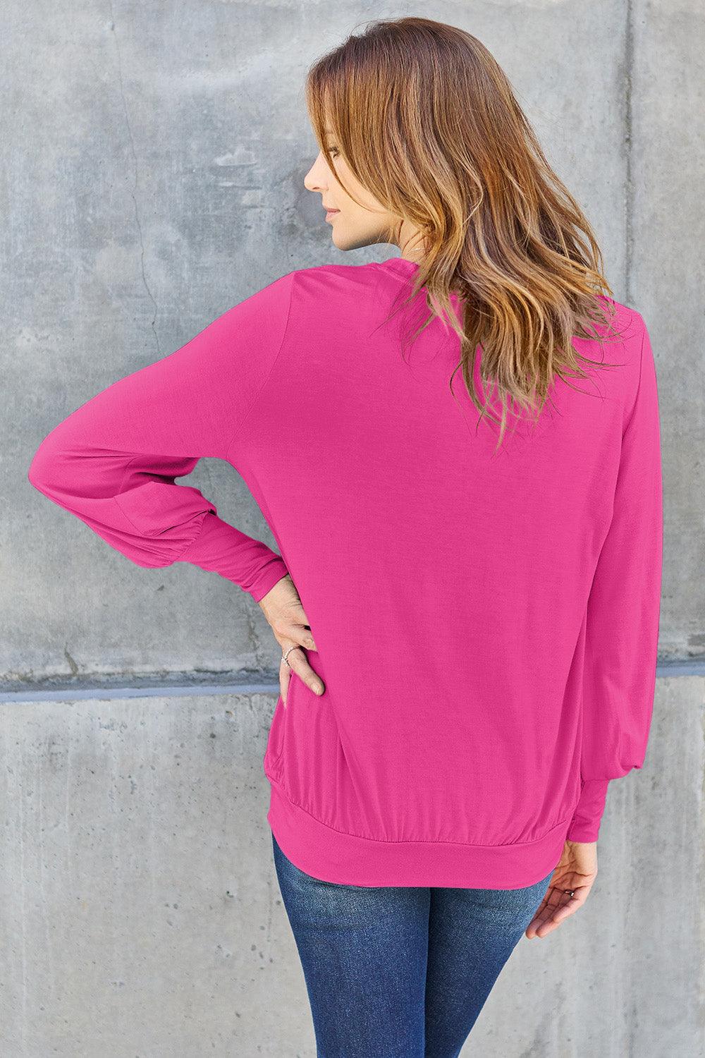 Basic Bae Full Size V-Neck Lantern Sleeve Blouse Carauana Store