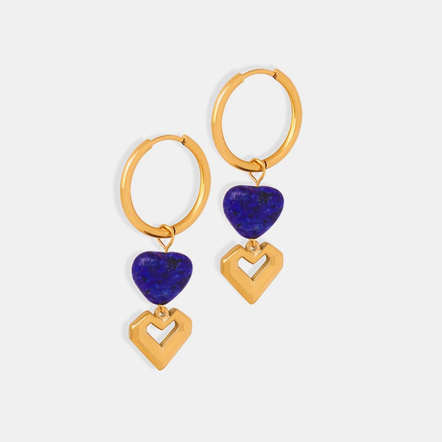 Heart Shape Lapis Lazuli Dangle Earrings Carauana Store