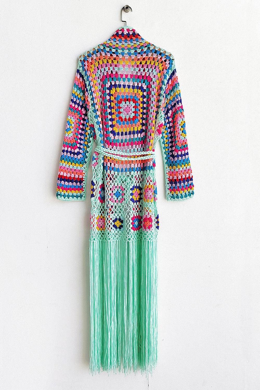 Fringe Tied Long Sleeve Cardigan Carauana Store