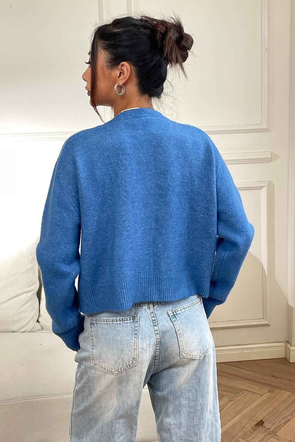 Button Up Long Sleeve Cropped Cardigan Carauana Store