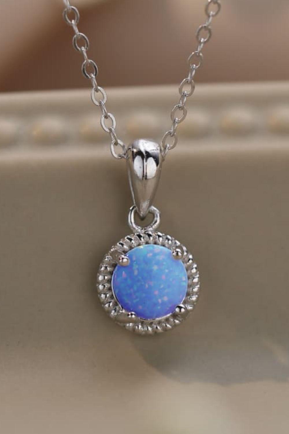 Opal Round Pendant Chain Necklace Carauana Store