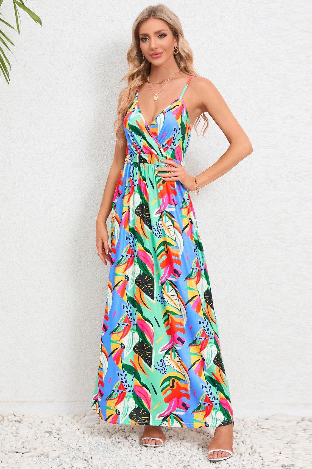 Printed Surplice Maxi Cami Dress Carauana Store