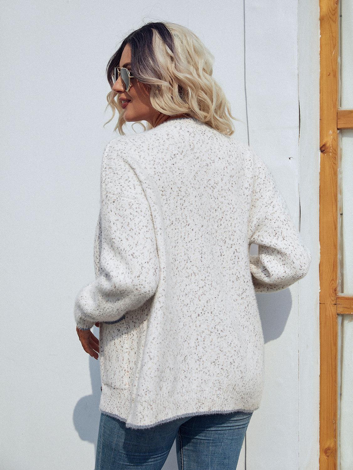 Button Down V-Neck Cardigan with Pockets Carauana Store