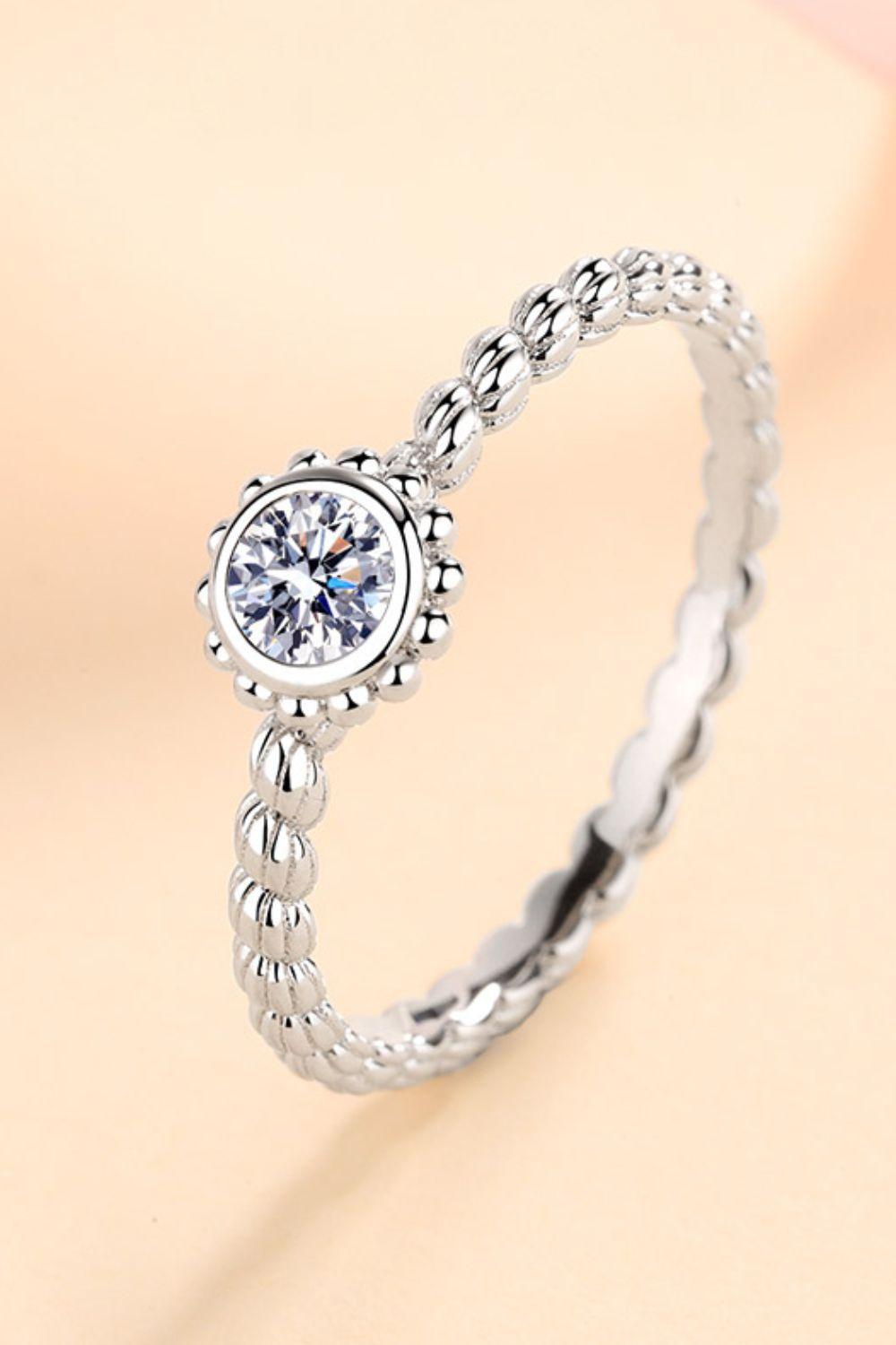 Moissanite Rhodium-Plated Ring Carauana Store