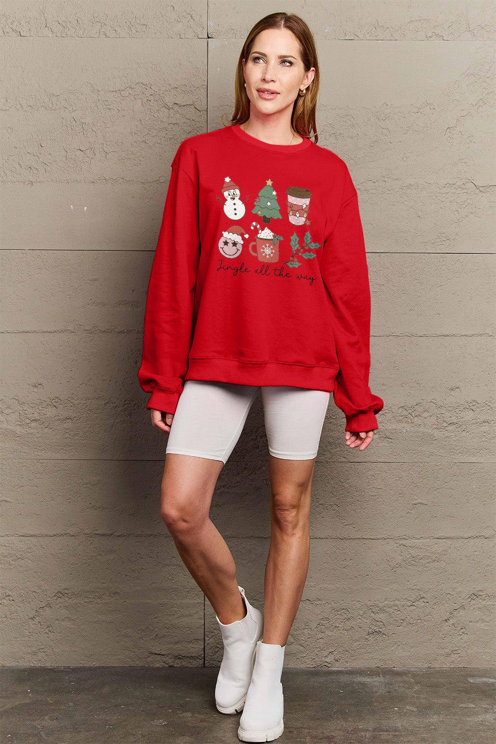 Simply Love Full Size JINGLE ALL THE WAY Long Sleeve Sweatshirt Carauana Store