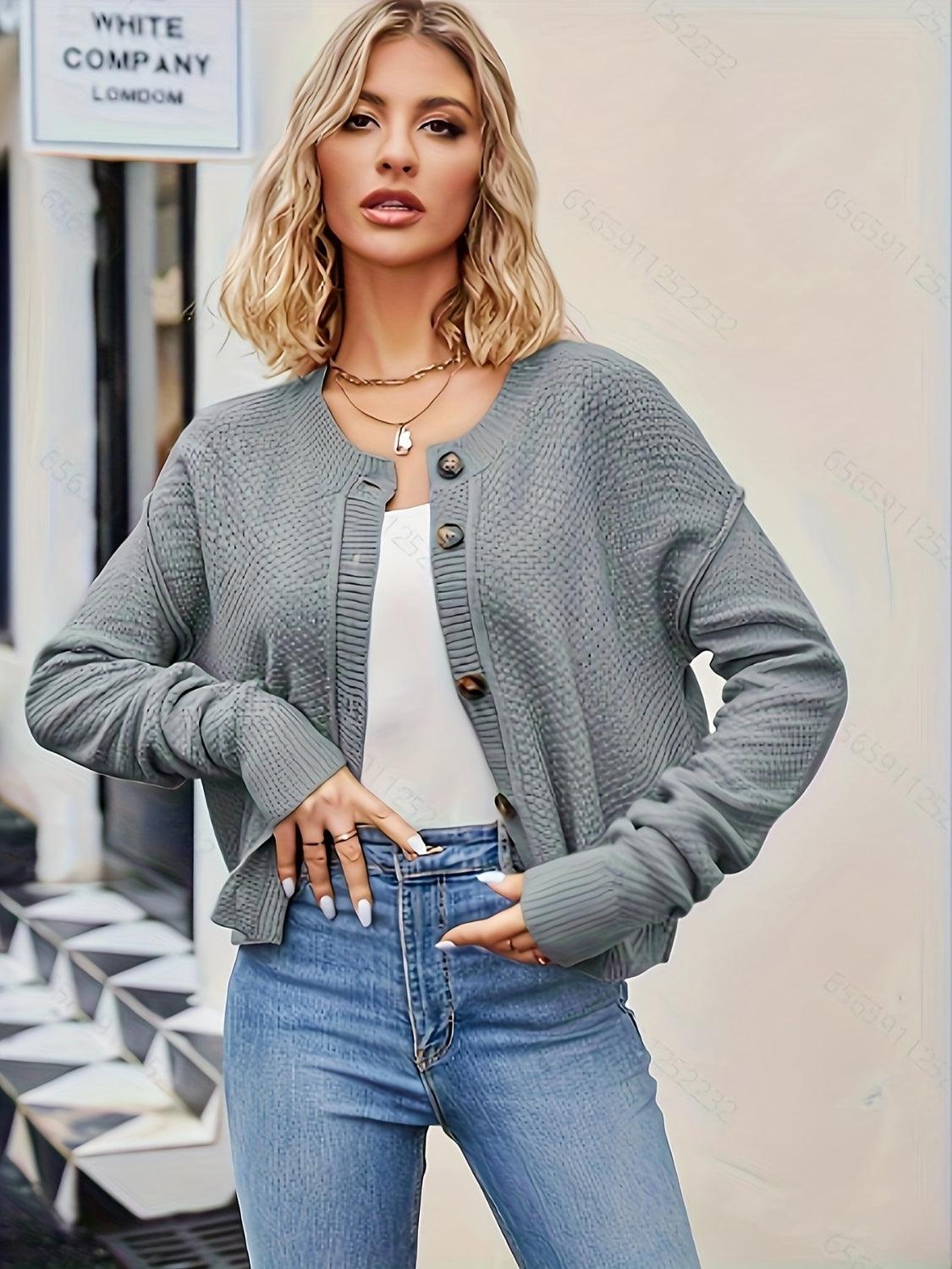 Button Up Dropped Shoulder Cardigan Carauana Store