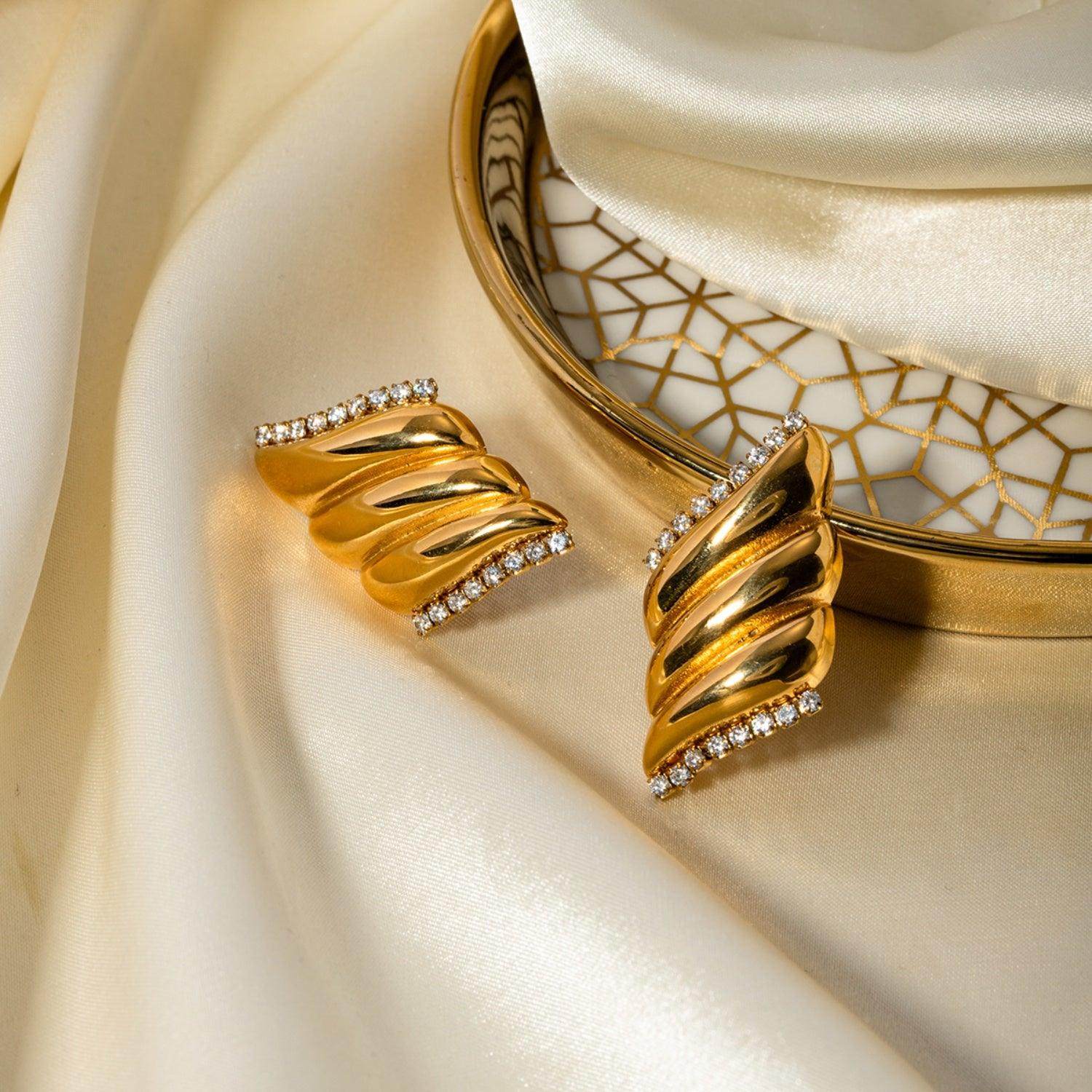 Inlaid Zircon Stainless Steel Geometric Stud Earrings Carauana Store