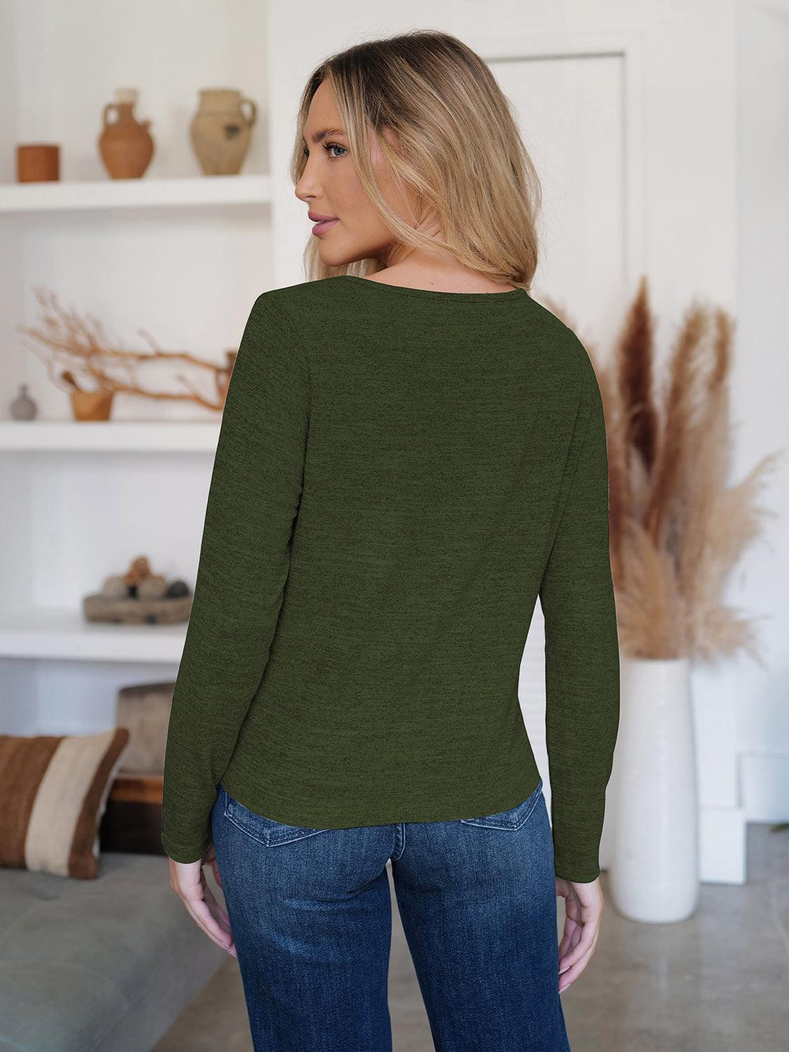 FAM-FAM Button Up Round Neck Long Sleeve Cardigan Carauana Store