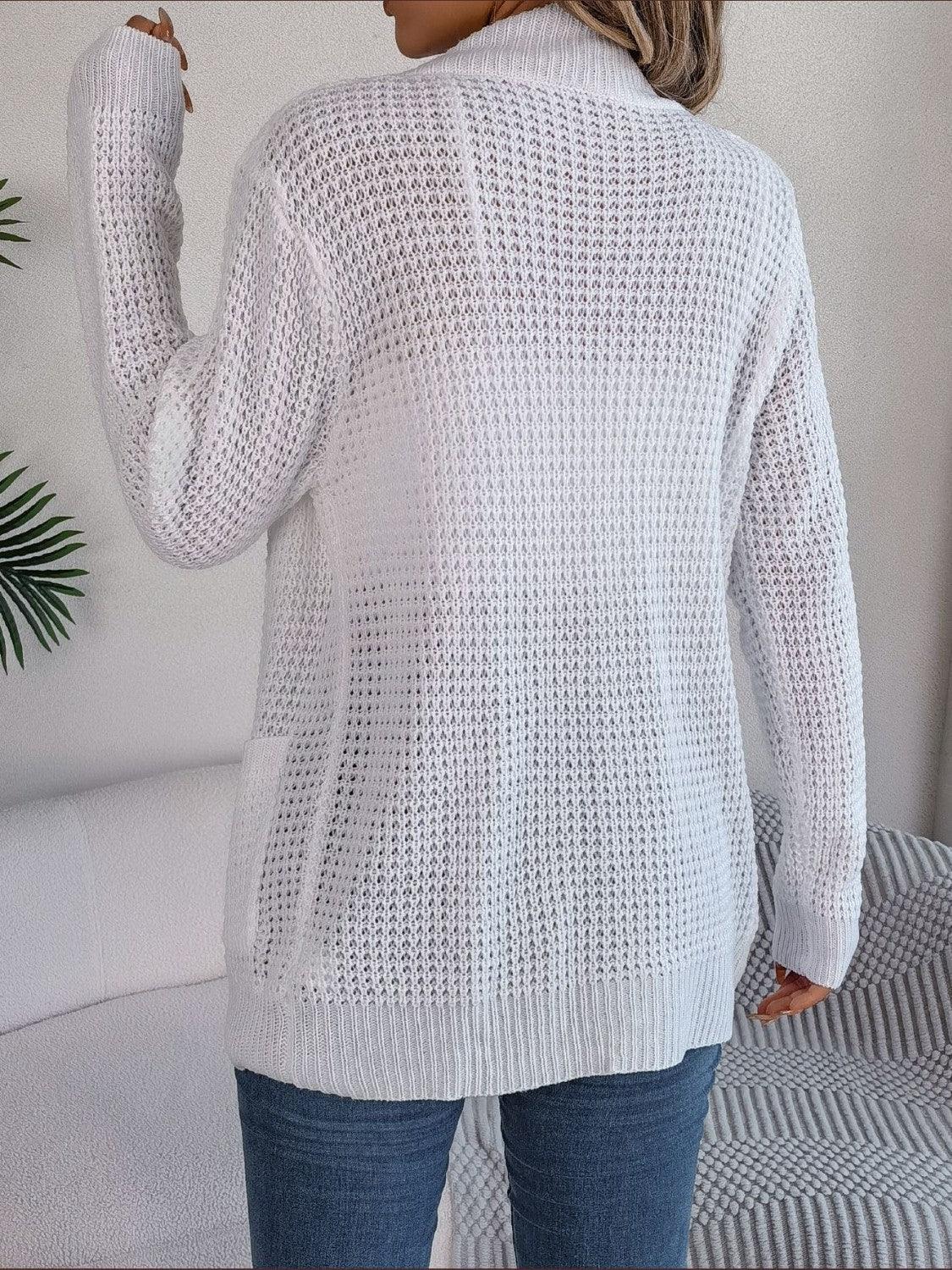 Open Front Long Sleeve Cardigan with Pockets Carauana Store