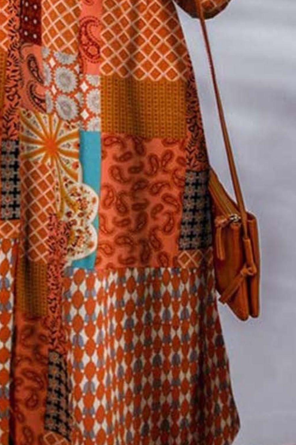 Printed Button Up Long Sleeve Cardigan Carauana Store