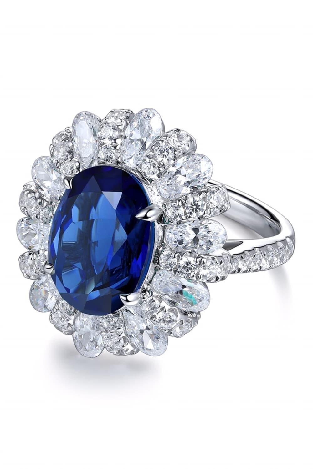 5 Carat Lab-Grown Sapphire Flower Shape Ring Carauana Store
