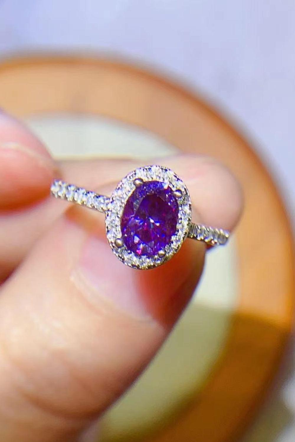925 Sterling Silver 1 Carat Purple Moissanite Ring Carauana Store