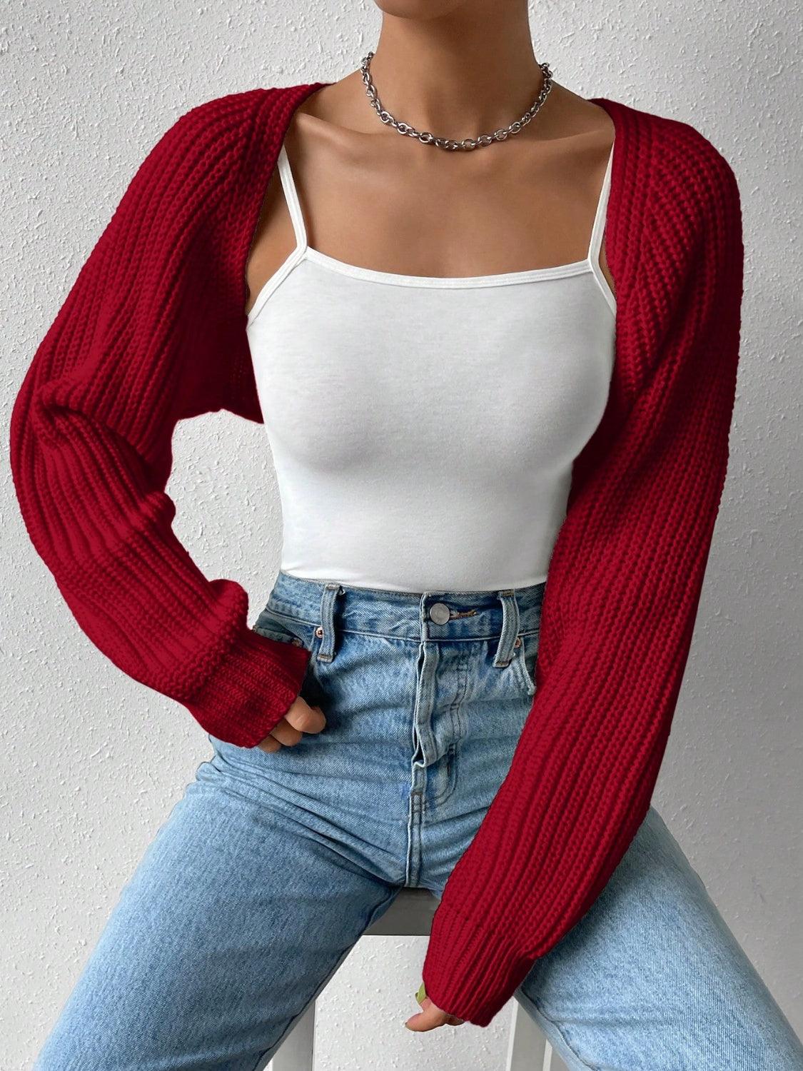 Honey Open Front Long Sleeve Cropped Cardigan Carauana Store