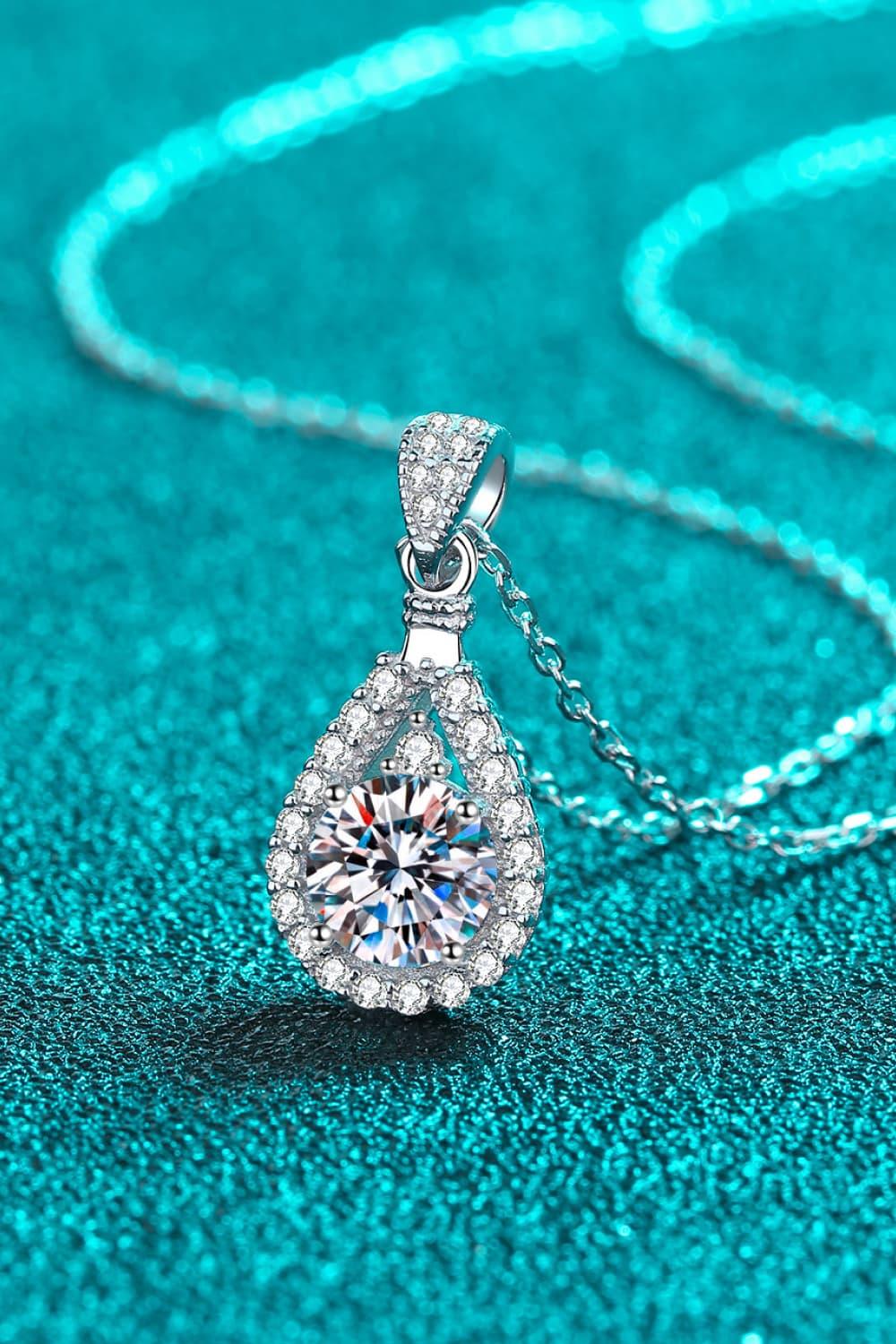 2 Carat Moissanite Teardrop Pendant 925 Sterling Silver Necklace Carauana Store