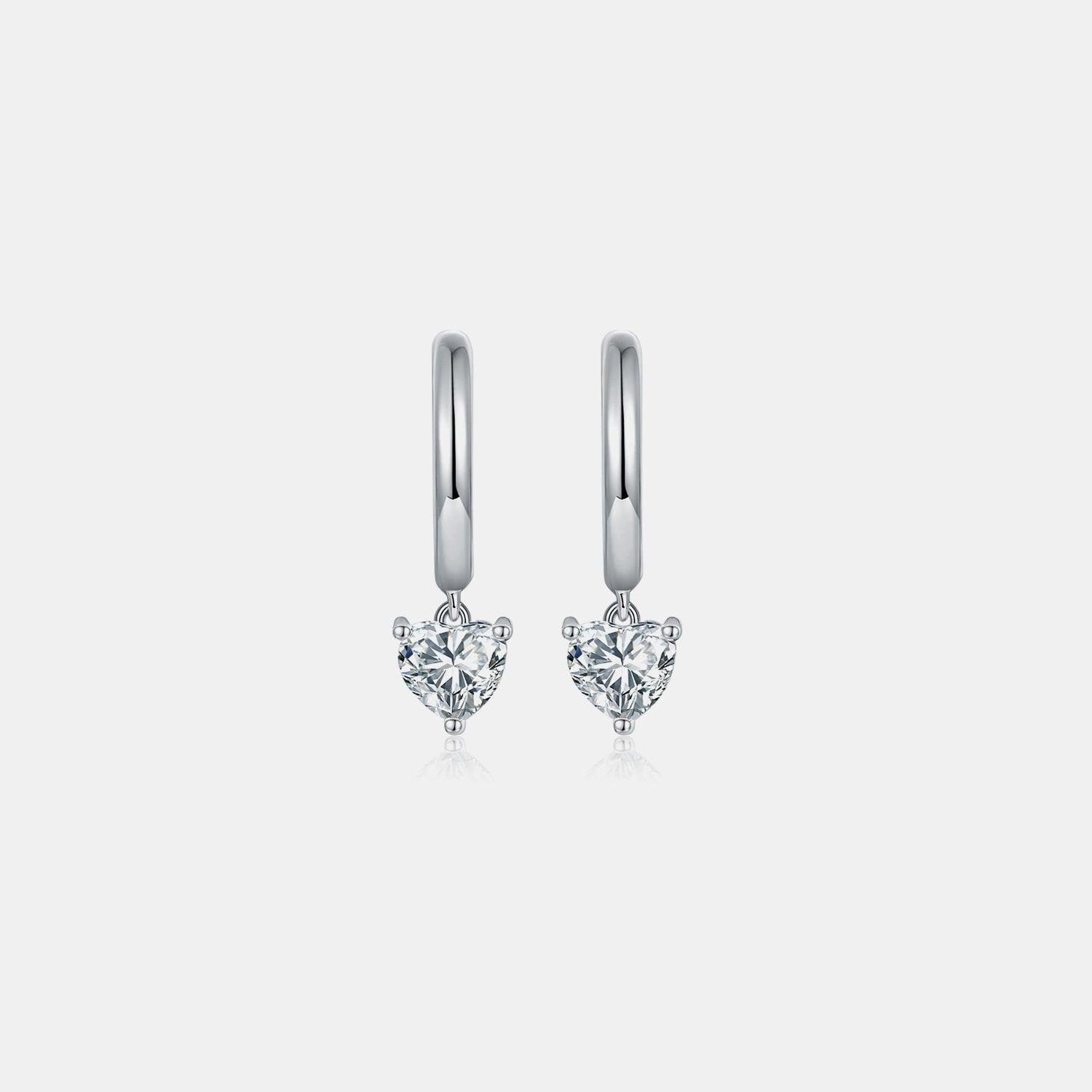 1 Carat Moissanite 925 Sterling Silver Heart Earrings Carauana Store