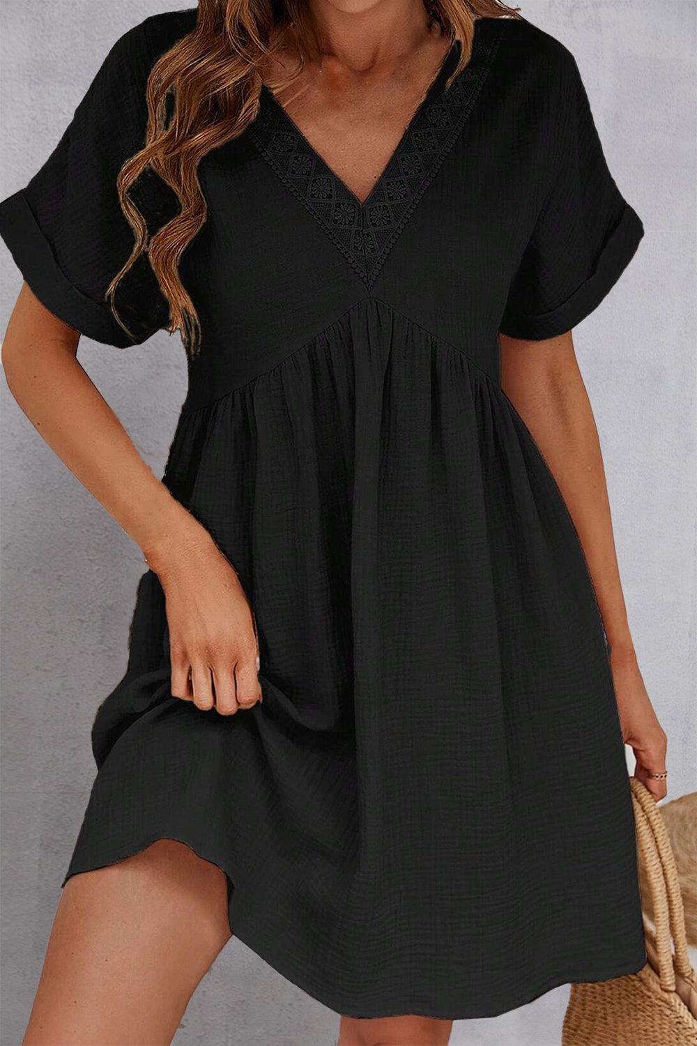 V-Neck Short Sleeve Dress Carauana Store