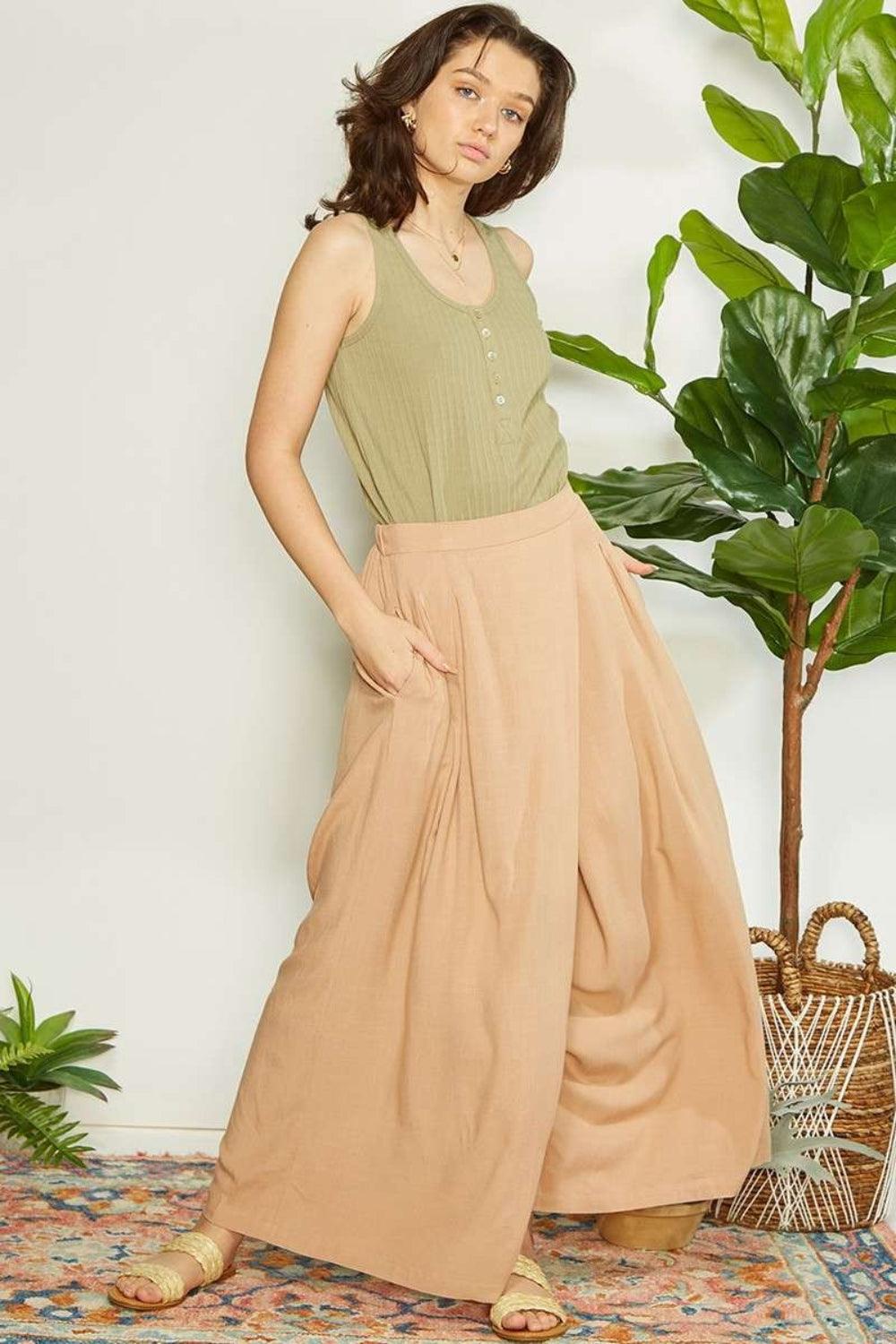 Mittoshop Wrap Pleating Detail Wide Leg Pants Carauana Store