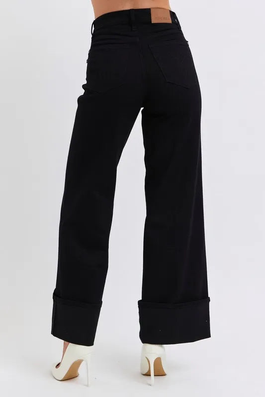 Judy Blue Full Size High Waist Reto Wide Leg W/ Cuff Plus Size Carauana Store