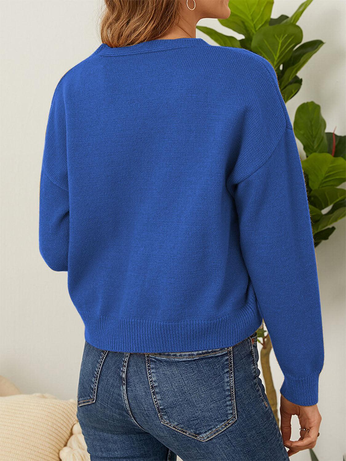 Flower Button Front Dropped Shoulder Cardigan Carauana Store