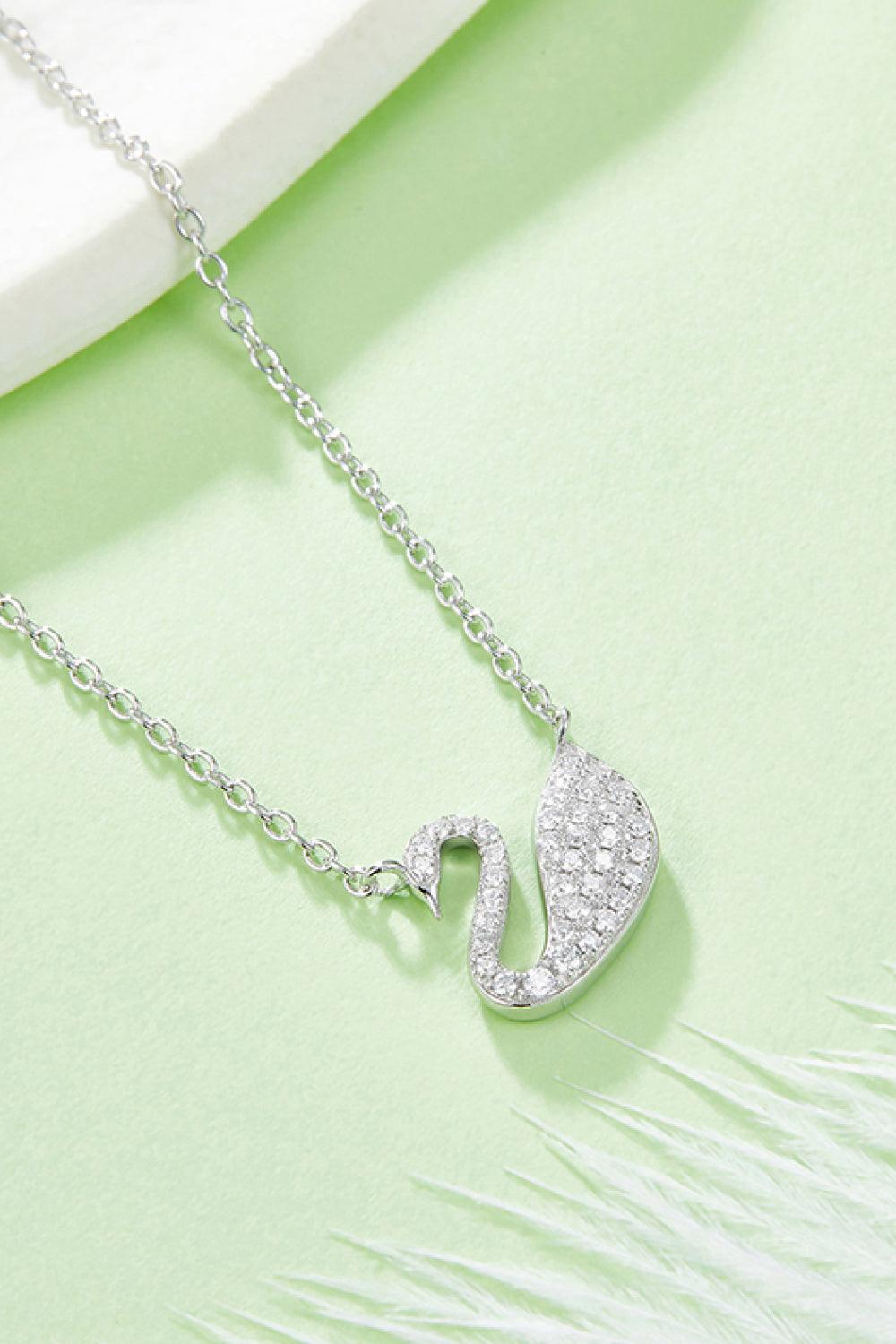 Moissanite Swan 925 Sterling Silver Necklace Carauana Store